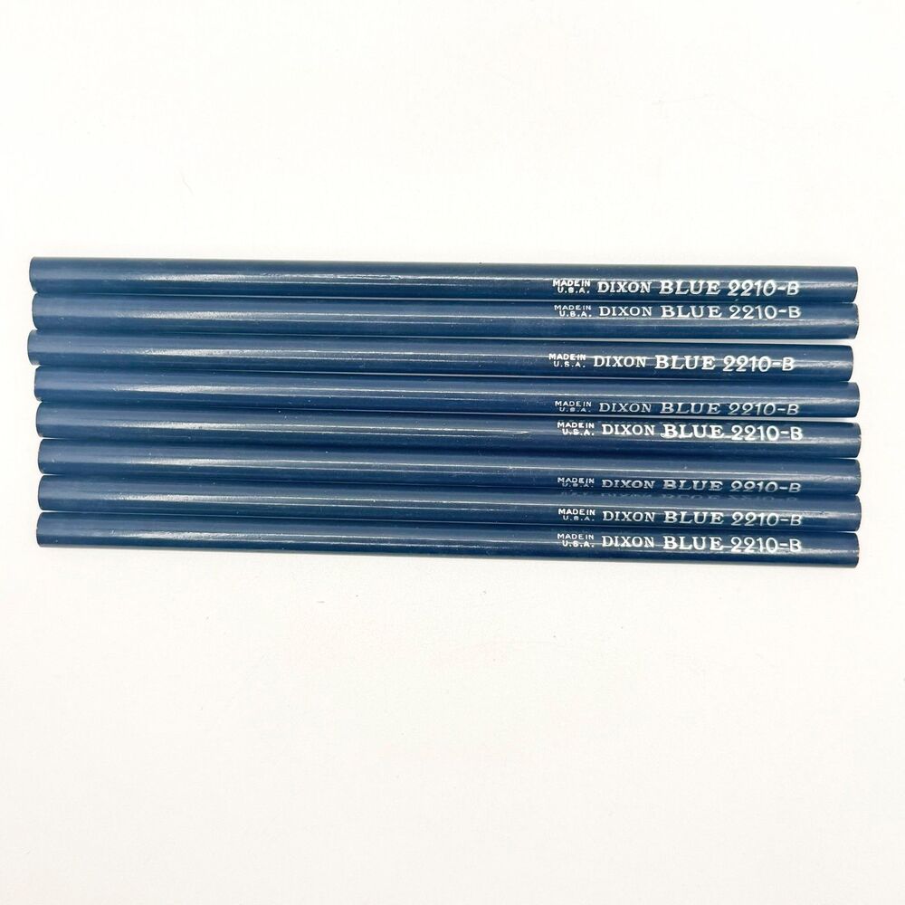 Vintage Dixon Blue 2210-B Checking Colored Pencils Unsharpened 8pc NOS USA